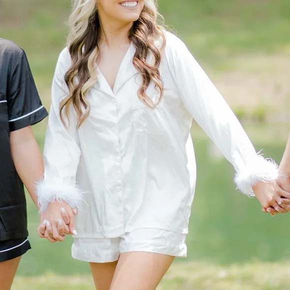 White Silk Pj set - Picture 1 of 9